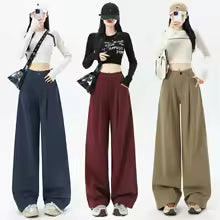 Pantalones anchos de cintura irregular de color liso para mujer