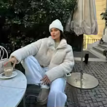 Winter Fashion Solid Turtleneck Long Hide Casual Chic Thick Coat