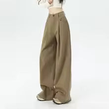 Pantalones anchos de cintura irregular de color liso para mujer