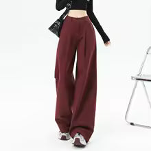 Pantalones anchos de cintura irregular de color liso para mujer